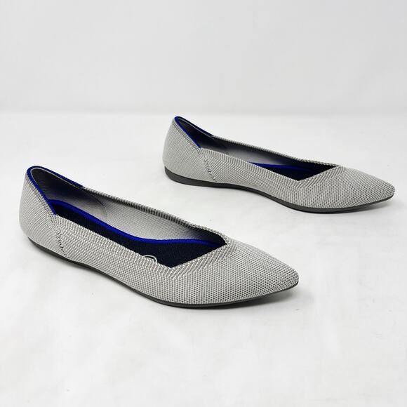 [Rothy’s] The Point Birdseye Gray Slip On Washable Ballet Flats Pointed Toe 6.5 - Picture 1 of 12